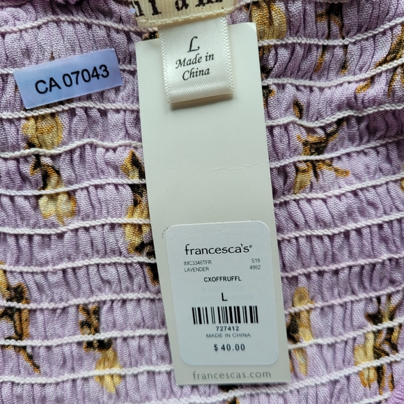 Francesca's Floral OTS Crop Top, BNWT, Size L - Picture 5 of 6